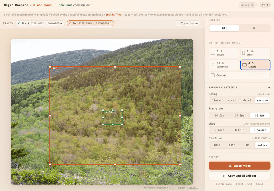 Ken Burns Zoom Animation Web App - Magic Machine